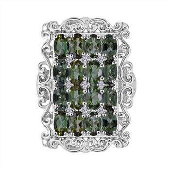 Gr&uuml;ner Turmalin und Zirkon-Ring - 3,70 ct.