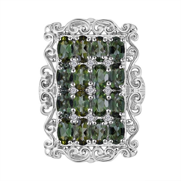 Gr&uuml;ner Turmalin und Zirkon-Ring - 3,70 ct.