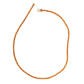 Salamanca Feueropal-Halskette, ca. 45 cm, 925 Silber vergoldet ca. 13.43 ct