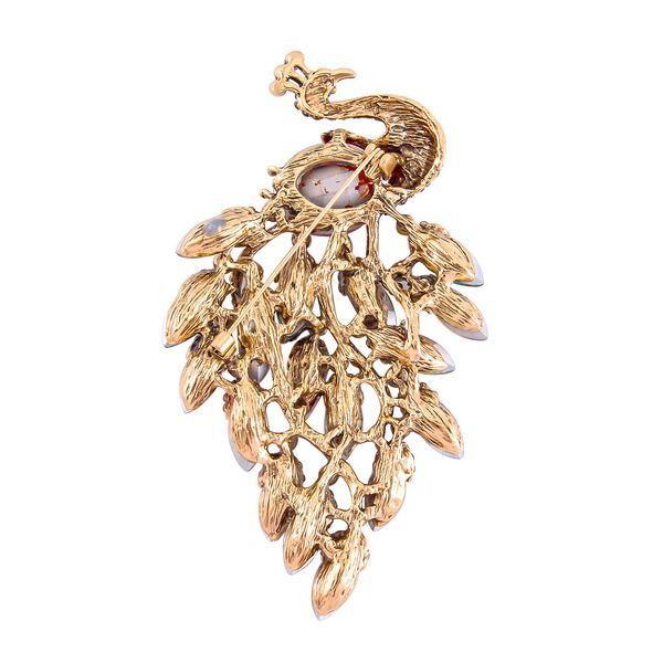 Mehrfarbiger Kristall Brosche  Antikes Gold image number 3