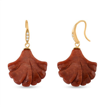 D'Joy Burmesischer Rote Jadeit Jade Ohrringe 925 Silber Vergoldet (10-15 Werktage Lieferzeit) ca. 30.00 ct