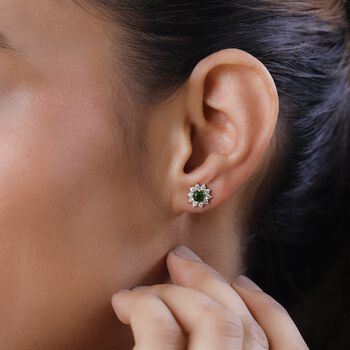 Nat&uuml;rliche Chromdiopsid und Zirkon-Ohrringe - 1,15 ct.