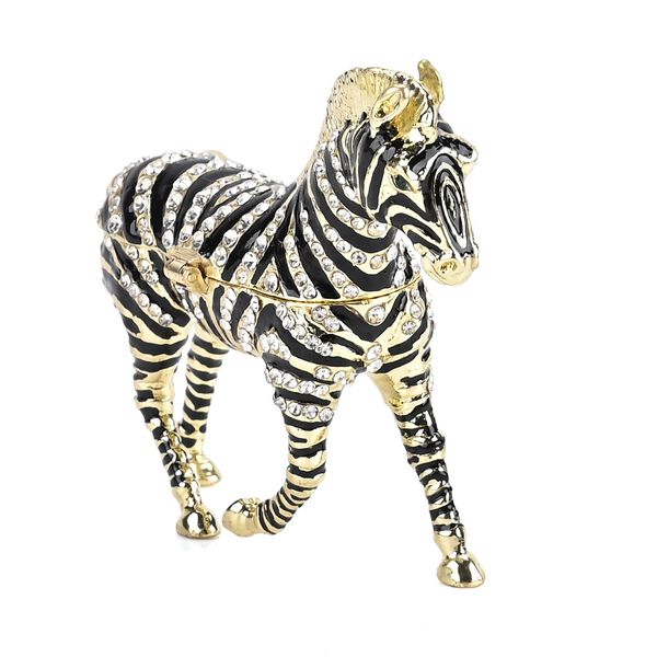 LIVMORE Zebra-Design Schmuckdose, 9x2,5x7cm, Schwarz-Weiß image number 4