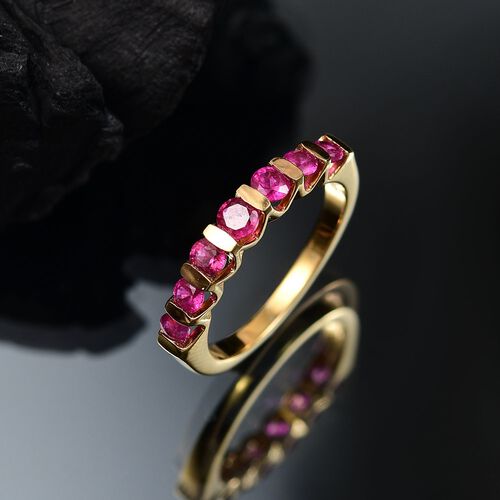 Afrikanischer Rubin (Fissure gefüllt) Ring 925 Silber vergoldet (Größe 20.00) ca. 0,93 ct image number 1