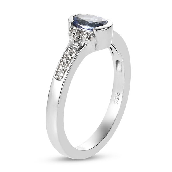 Tansanit und Zirkon Ring 925 Silber platiniert  ca. 0,65 ct image number 5