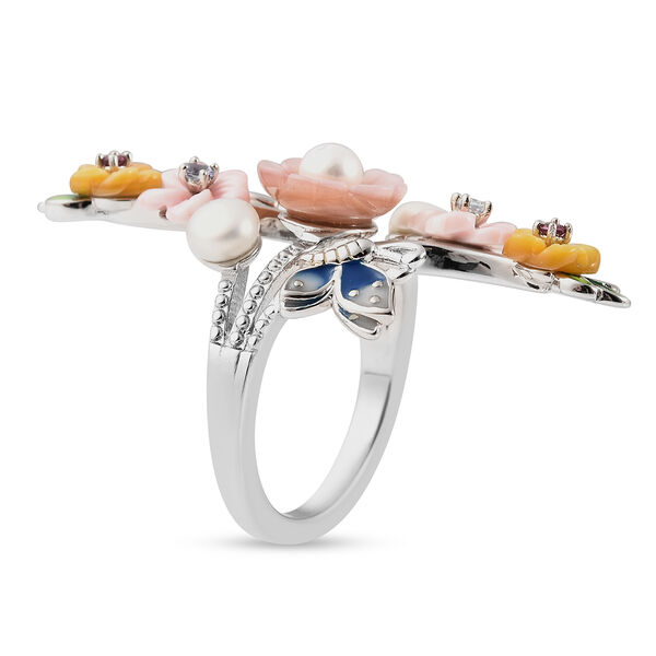 JARDIN-KOLLEKTION Mehrfarbig Perlmutt und Mehrfarbig Edelsteine Ring 925 Silber Rhodium-&Uuml;berzug image number 3