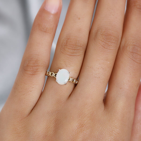 Nat&uuml;rlicher &Auml;thiopischer Opal Ring 925 Silber Zweifarbige Beschichtung image number 3