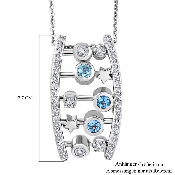 GP Celestial Kollektion- Schweizer Blautopas, Zirkon und blauer Saphir Anh&auml;nger mit 50cm Kette - 1,45 ct. image number 9