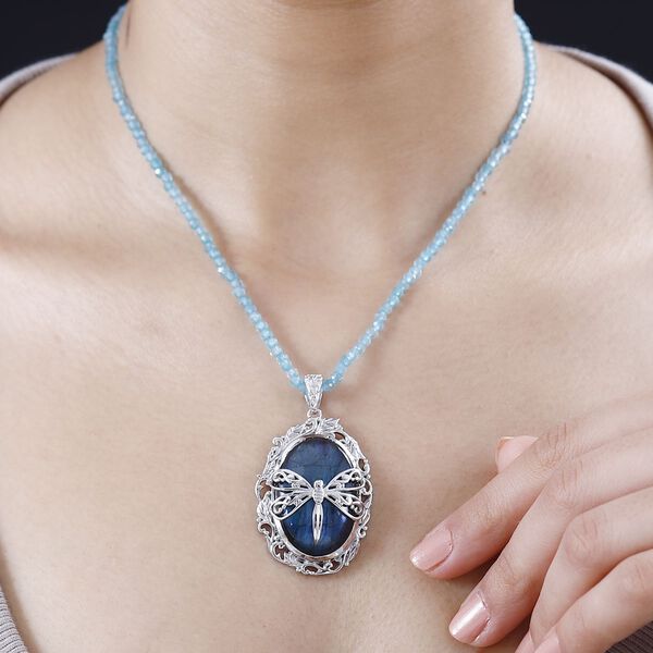 AAA Labradorit und Apatit-Anhänger mit 45cm Kette - 105 ct. image number 4