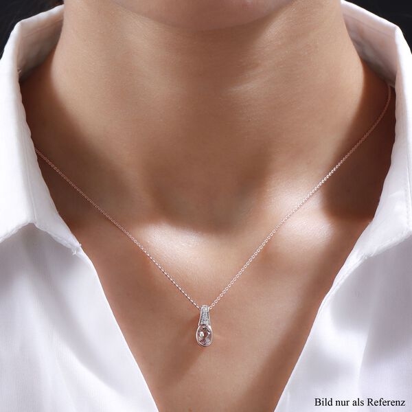 Morganit wei&szlig;er Zirkon-Anh&auml;nger mit Kette, 925 Silber Ros&eacute;gold Vermeil ca. 0.85 ct image number 2