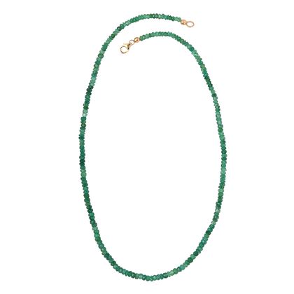 Kagem sambische Smaragd-Halskette, ca. 50 cm, 925 Silber vergoldet ca. 64,00 ct