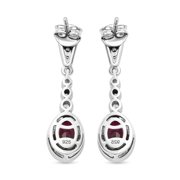 Wassermelonen-Quarz-Triplett und Zirkon Ohrhänger in Silber image number 5