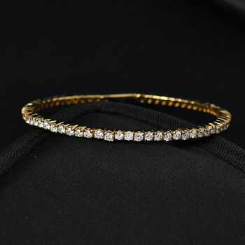 LUXURIANT SGL zertifizierter SI-GH Labor Diamant 19cm Armreif, 925 Silber 750 Gelbgold Vermeil - 5 ct.