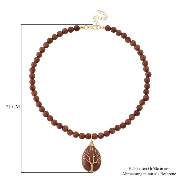 Gold Sandstein Halskette ca. 45 cm+ 5 cm extender, gelb vergoldet ca. 230.00 ct image number 6