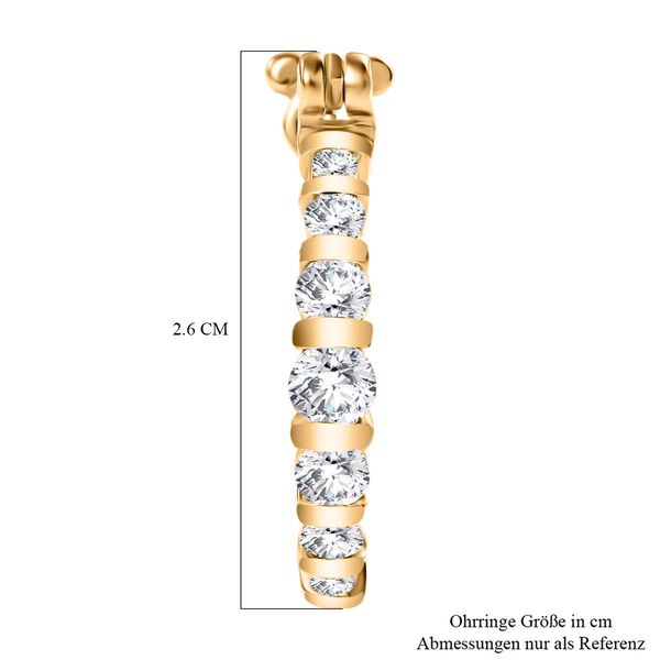 J Francis gefertigt mit SWAROVSKI- Swarovski Zirkonia Ohrringe, 925 Silber 750 Gelbgold Vermeil image number 5