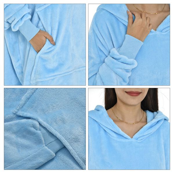 Flauschiger Flanell Hoodie mit großer Tasche, 96x89cm, blau image number 6