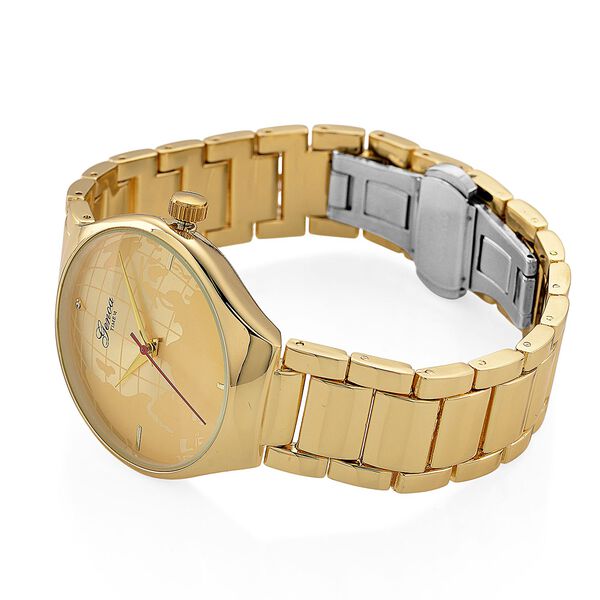 GENOA - Wei&szlig;er Diamant Uhr mit Japanisches Uhrwerk, 3 ATM Wasserdicht, 316L Edelstahl, Gelb image number 5