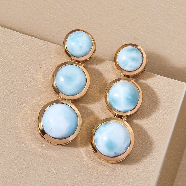 Larimar-Ohrringe, 925 Silber vergoldet ca. 7.11 ct image number 2