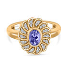 Tansanit und Zirkon-Ring, 925 Silber vergoldet (Größe 16.00) ca. 0.63 ct