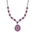 Afrikanischer Rubin (Fissure gefüllt) Halskette ca. 45 cm 925 Silber platiniert ca. 3,13 ct.