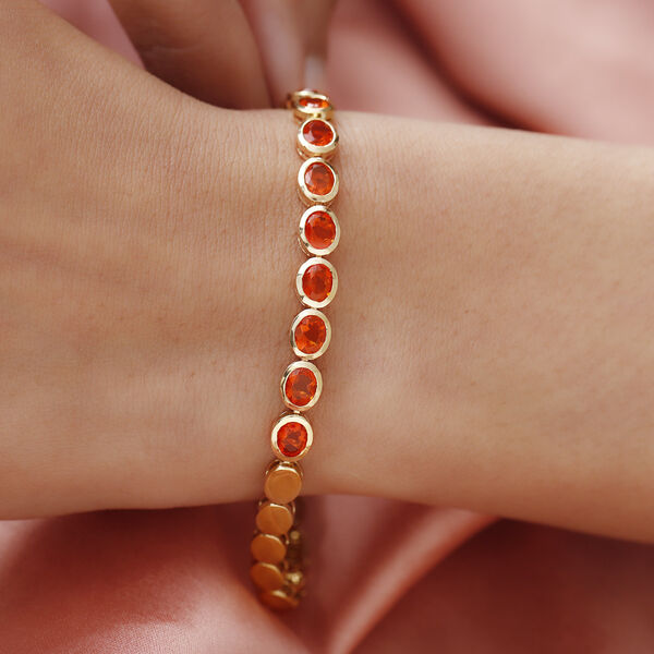 Purpurrotes Feueropal-Armband in Silber image number 3