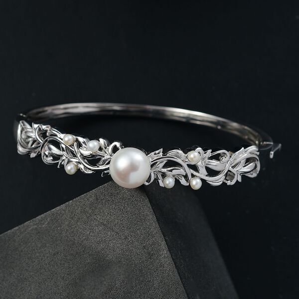 Süßwasser Perle (10.5 mm, 3 mm) Armreif ca. 19 cm Messing image number 2