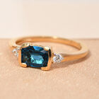 London Blau Topas und Zirkon Ring 925 Silber vergoldet image number 1