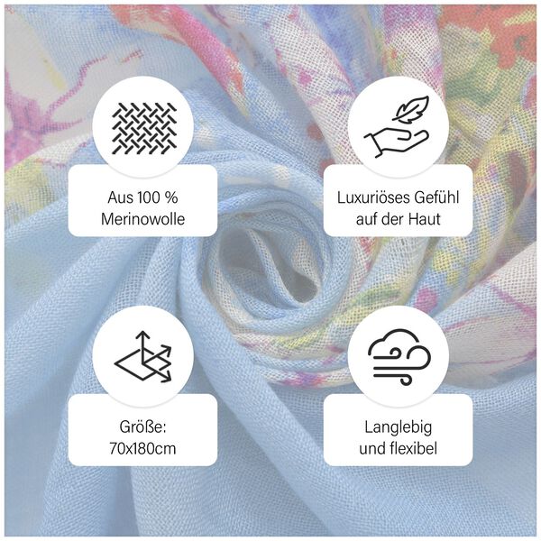 100% Merino Woll-Schal mit Quasten, 70x180cm, Mehrfarbig image number 10