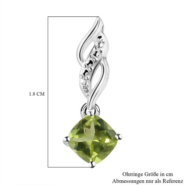 Natürliche Peridot-Solitär-Ohrhänger in Silber, 1,20 ct. image number 5