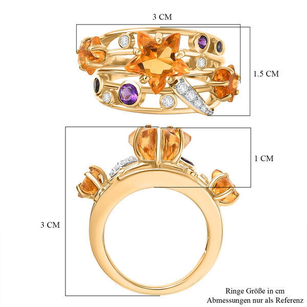 GP - Serra Gaucha Citrin, Afrikanischer Amethyst Ring 925 Silber 750 Gelbgold Vermeil (Gr&ouml;&szlig;e 18.00) ca. 5.32 ct image number 8