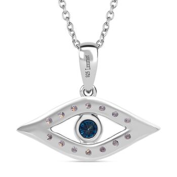 LUXURIANT SI Labor blauer Diamant und SI-GH wei&szlig;er Labor Diamant Anh&auml;nger mit 50cm Kette - 0,50 ct.