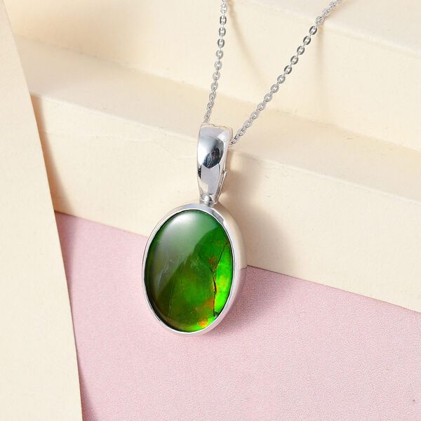 Kanadische Ammolit Anh&auml;nger mit Kette, 925 Silber, platiniert, ca. 7.30 ct image number 3