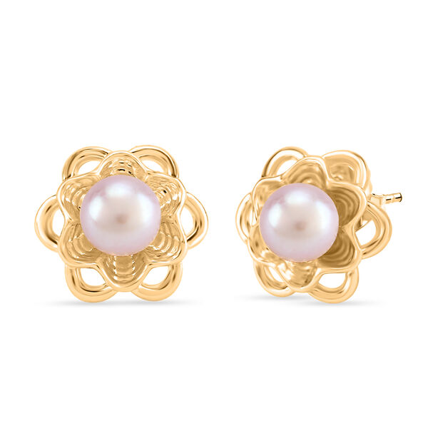 Lila S&uuml;&szlig;wasser Perle Ohrringe Nickelfreies Messing, Goldfarben