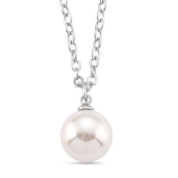 Wei&szlig;e Muschelkernperle (8-12 mm), Wei&szlig;er Kristall Schmuckset 316L Edelstahl, Nickelfreies Messing