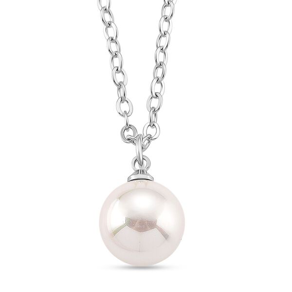 Wei&szlig;e Muschelkernperle (8-12 mm), Wei&szlig;er Kristall Schmuckset 316L Edelstahl, Nickelfreies Messing image number 3