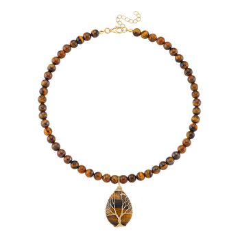 Tigerauge Halskette, ca. 45 cm + 5 cm extender, vergoldet ca. 230.00 ct