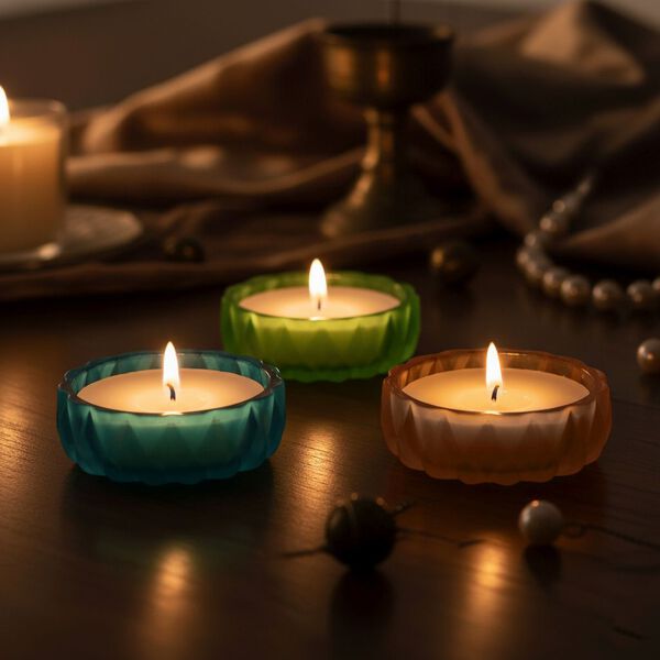 3er Set - Duftkerze Rundglas English Oak Kokosnuss Vanille Französischer Kaffee, 7.8 x 8.5 cm image number 0