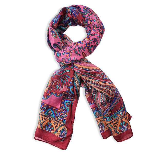 LA MAREY Seidenschal 100% Seide 48 x 160 cm Burgunderrot image number 3