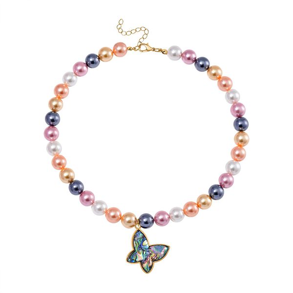 Mehrfarbige Muschelkernperlen und Abalone Muschel Halskette, 45 cm - 330 ct. image number 3