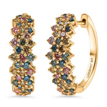 LUXURIANT DIAMOND - Lab Grown Rosa Diamant SI, Lab Grown Gelb Diamant Ohrringe 925 Silber 750 Gelbgold Vermeil ca. 1,99 ct.