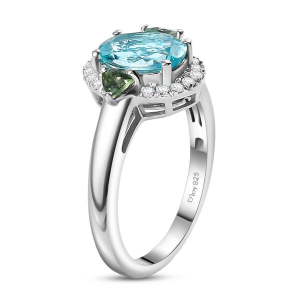 D’joy Betroka Blauer Apatit, Natürlicher grüner Apatit Ring 925 Silber rhodiniert (Größe 17.00) ca. 2,46 ct image number 4