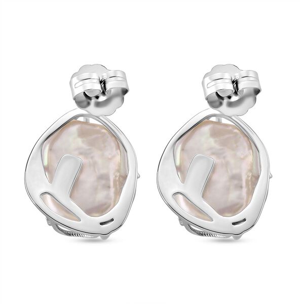 Weiße Süßwasserperle und Zirkonia Ohrringe image number 5