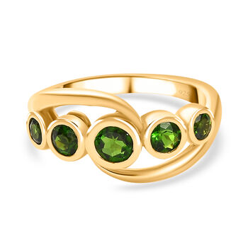 Nat&uuml;rlicher Chromdiopsid Ring 925 Silber 750 Gelbgold Vermeil (Gr&ouml;&szlig;e 17.00) ca. 0,97 ct