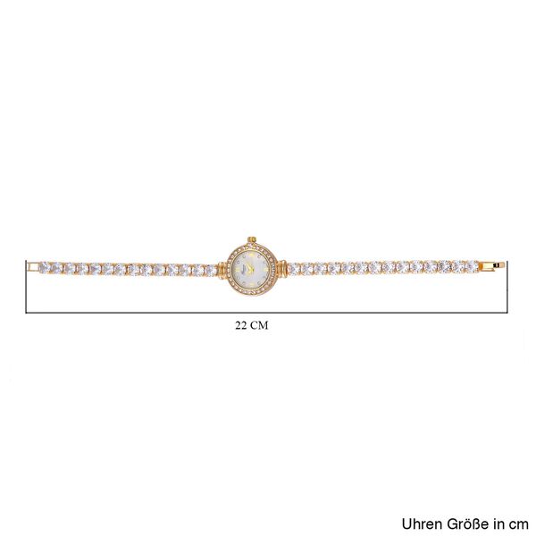 Genoa Time V2 - PC21S Japanisches Uhrwerk, Gehäuse mit weißen Kristallakzenten und PNP-Goldplattierung, rundes Zifferblatt mit weißen Ziffern und Kristallen, weißen Zirkonia und Kristallen image number 7