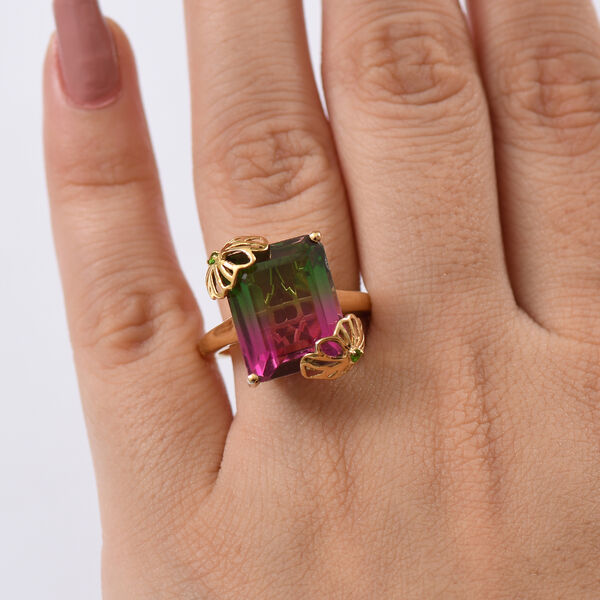 D'Joy Wassermelonen Triplett Quarz und Chromdiopsid Ring - 11,58 ct. image number 3