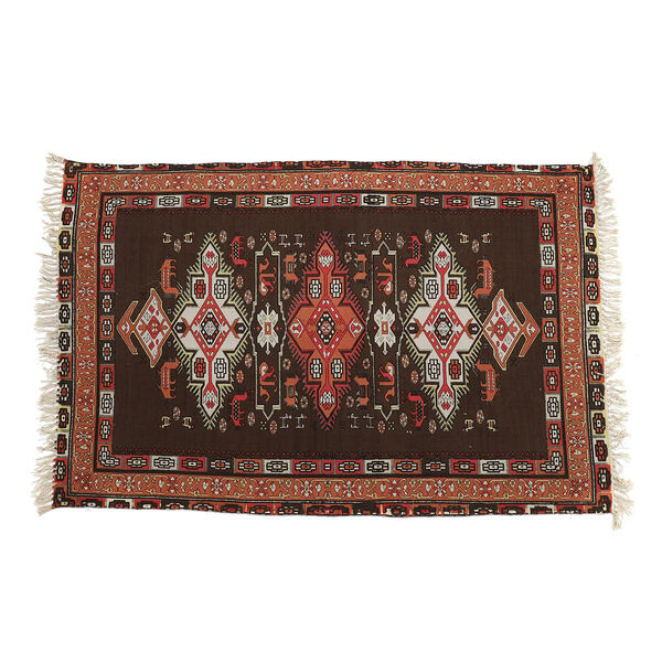 Handgewebter bedruckter L&auml;ufer aus 100 % Baumwolle, 180x120 cm, Braun image number 2