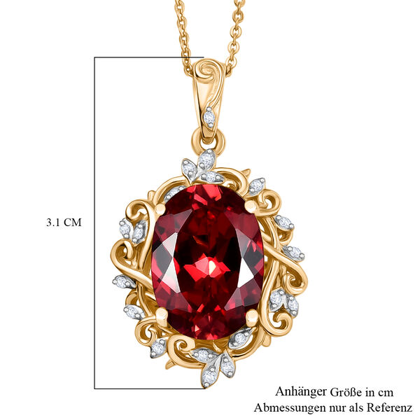 D joy Lab Created Padparadscha-Saphir, Weißer Zirkon Anhänger mit Kette, 925 Silber 750 Gelbgold Vermeil ca. 8,79 ct. image number 7
