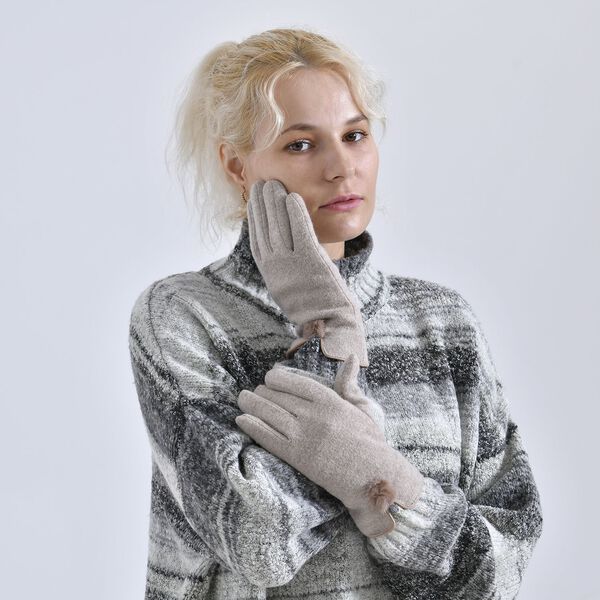 Kaschmirhandschuhe mit Mikroplüschfutter, Braun image number 2