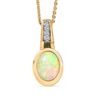 D’joy Natürlicher, äthiopischer Welo Opal, Ceylon-Saphir Schmuckset 925 Silber 750 Gelbgold Vermeil ca. 1,32 ct.