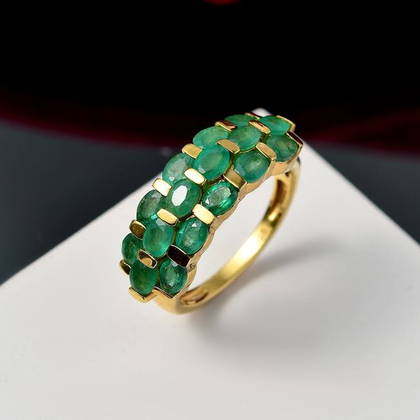 Gemfields Kagem Sambischer Smaragd Ring 925 Silber 750 Gelbgold Vermeil (Größe 20.00) ca. 2.54 ct image number 1